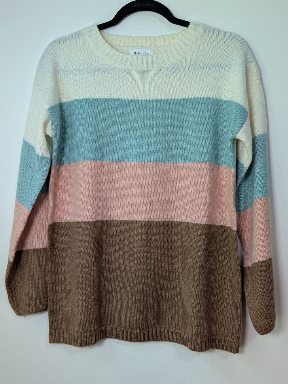 Hailey & Co. Women's S Striped Knit Crew Neck Long Sleeve Pullover Sweater S